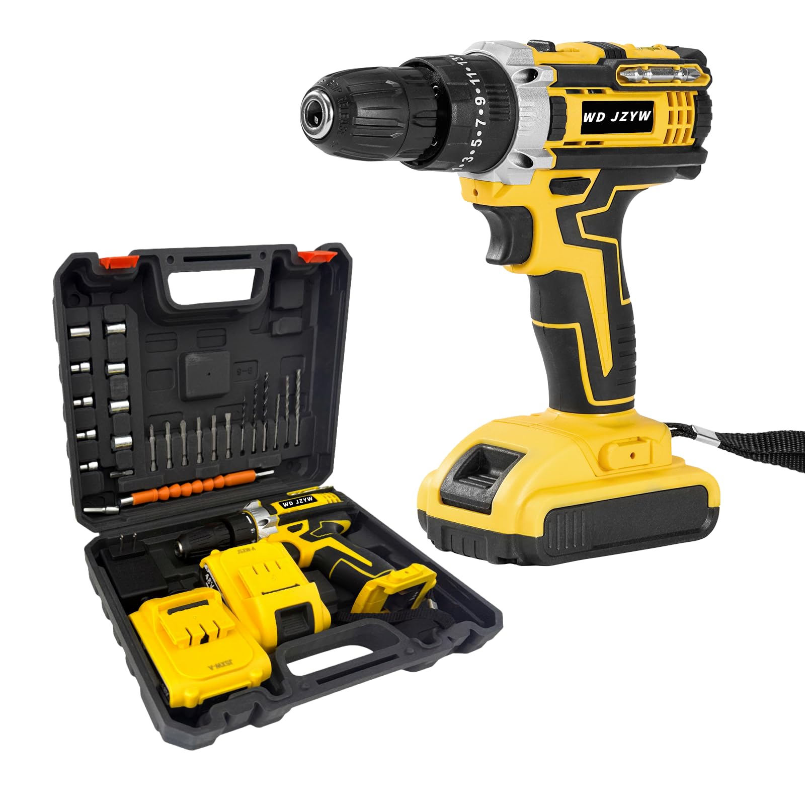 21V Brushless Cordless Drill Driver Set,1500RPM Power Drill with 2 Batteries,25+3 Torque Settings,3/8" Keyless Chuck,LED Light,Professional Home & DIY Tool Kit with Case