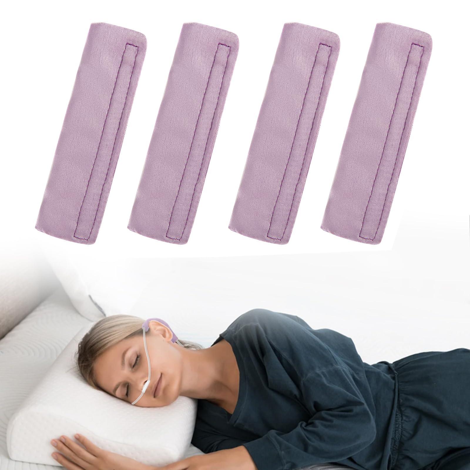 4er-Pack Satin-Nasenkanülen-Ohrpolster Weiche Nasen-Sauerstoffabdeckungen Kanülen-Ohrschutz für Sauerstoffnutzer zur Linderung von Ohrenschmerzen (Hellviolett)