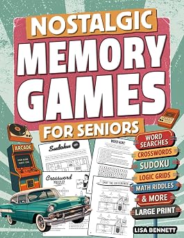 Nostalgic Memory Games for Seniors 123 Large Print Cognitive Puzzles | Retro Activity Book to Spark Joy, Conversation, and Brain Health Gifts for Elderly Men & Women