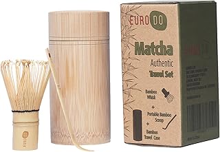 EURODO Set de Cérémonie du Thé Matcha Japonais - Fouet en Bambou (Chasen) - Cuillère en Bambou (Chashaku) - Étui de Voyage en Bambou (Travel set)