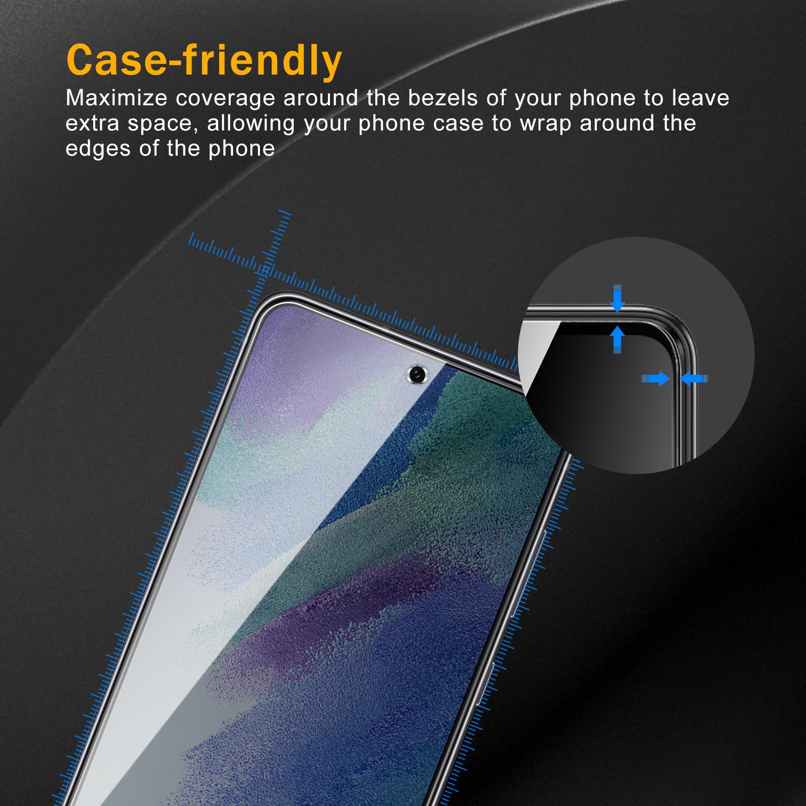 Paquete de 2 protectores de pantalla de privacidad para Samsung Galaxy S21 FE con 2 protectores de lente de cámara, película de vidrio templado antiespía, dureza 9H, protector negro,