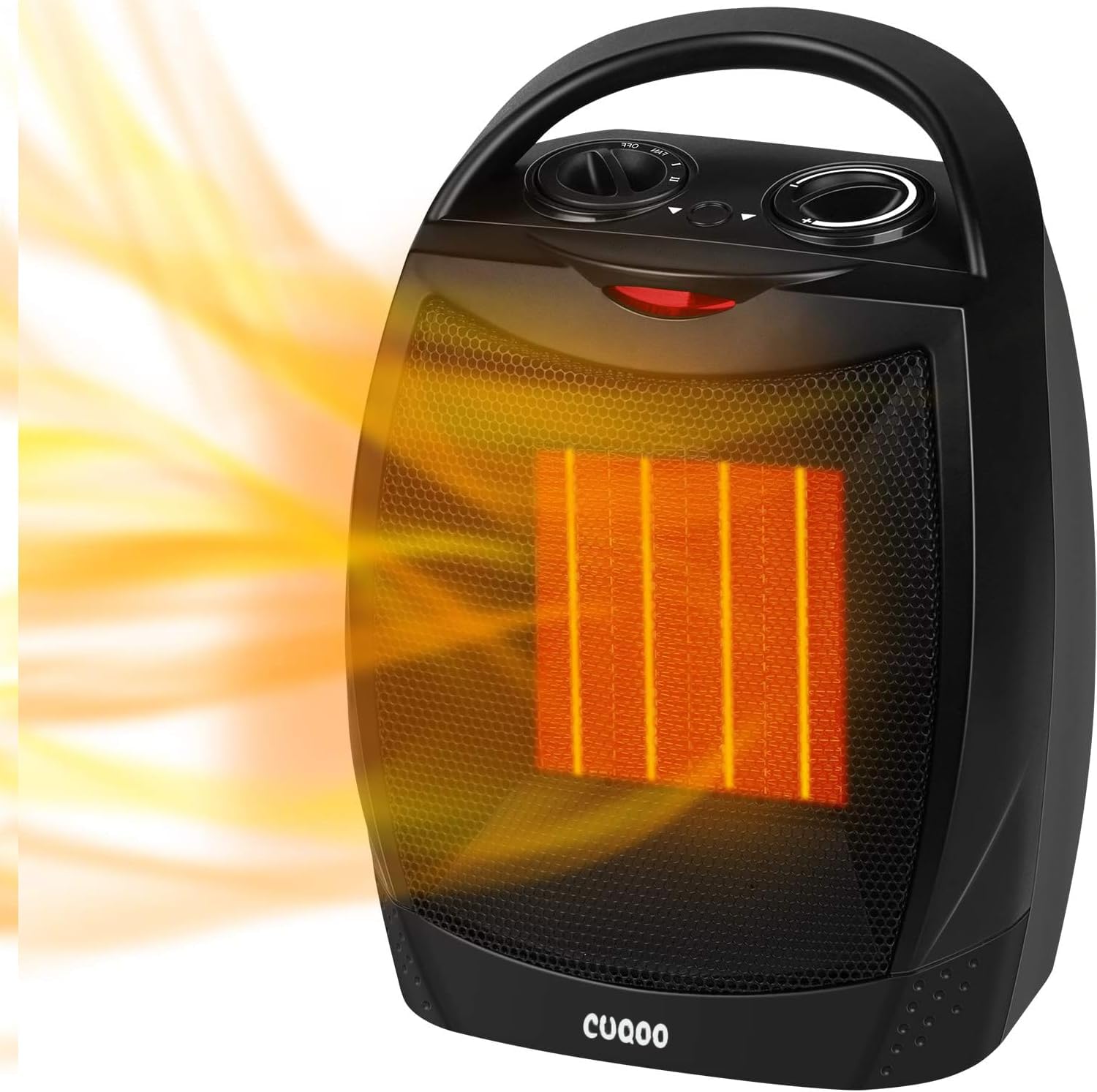 CUQOO Powerful 2KW Ceramic Heater with 2 Heat settings & Cool Function
