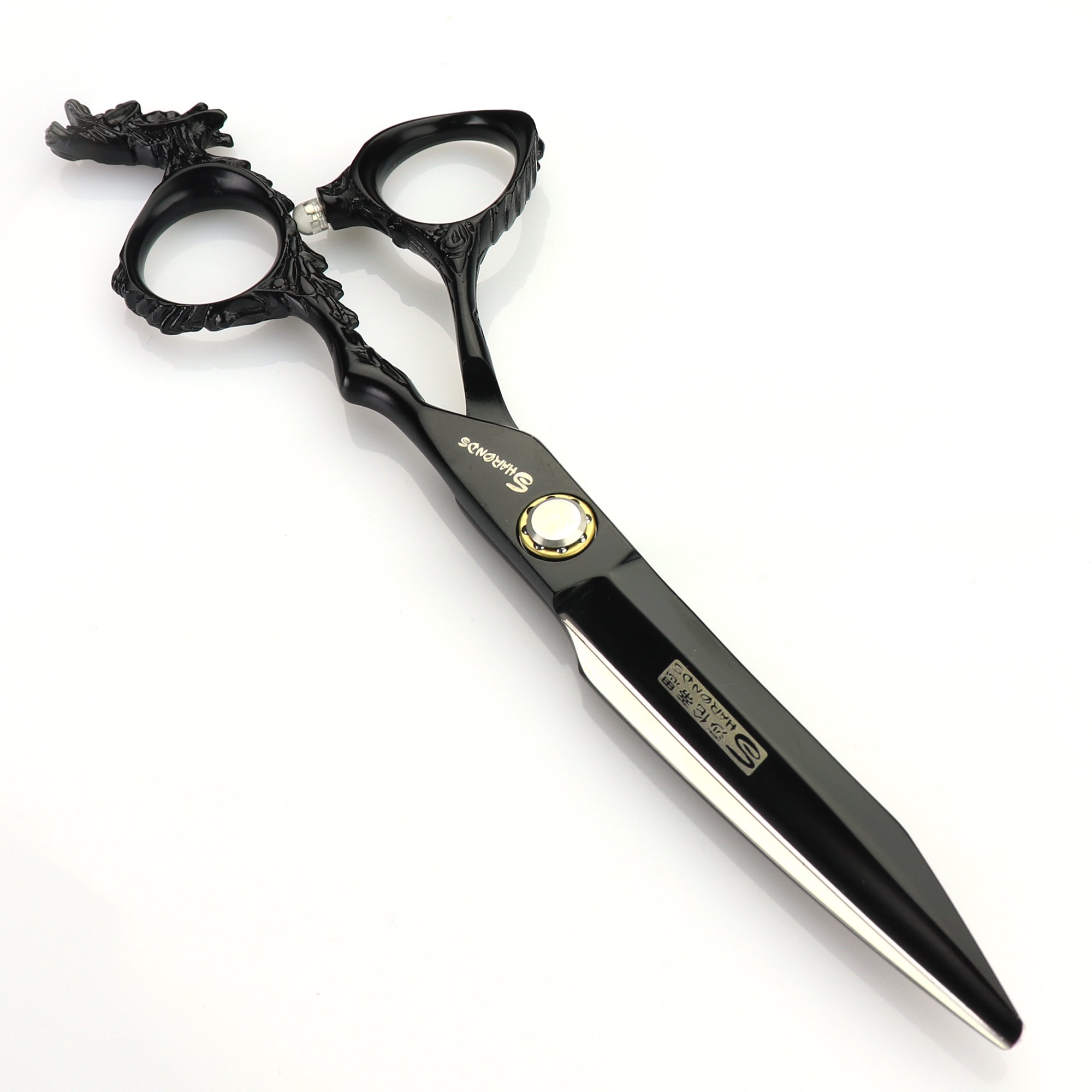 Fatto a mano nero titanio top Class forbici da parrucchiere, forbici per peli del cuscinetto a vite, spigolo forbici