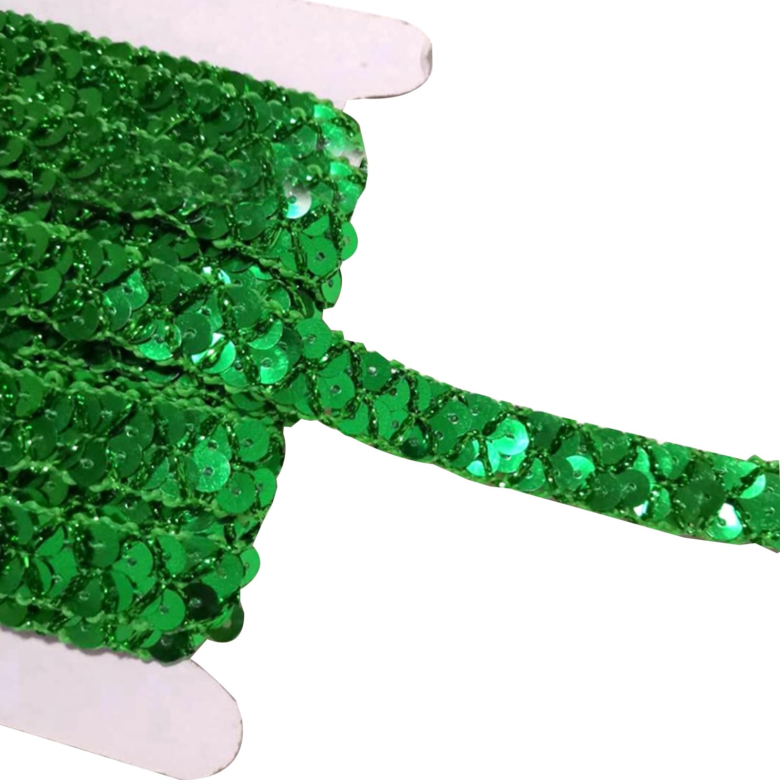Flat Glitter Sequin Trim, Grass Green Sequin Braid Trim, Paillette Fabric Ribbon for Crafts Sewing Decoration, 1.5cm*13m