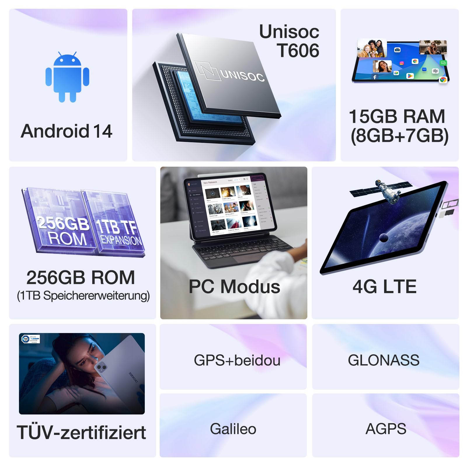 DOOGEE T10 PRO Tablet Android 14, 10 Inch Tablet, 15GB RAM + 256GB