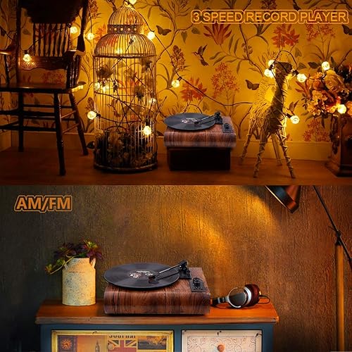 Miniatura 4 de popsky Tocadiscos, altavoces estéreo de doble canal integrados con lápiz capacitivo Ruby actualizado, tocadiscos retro Bluetooth de 3 velocidades de