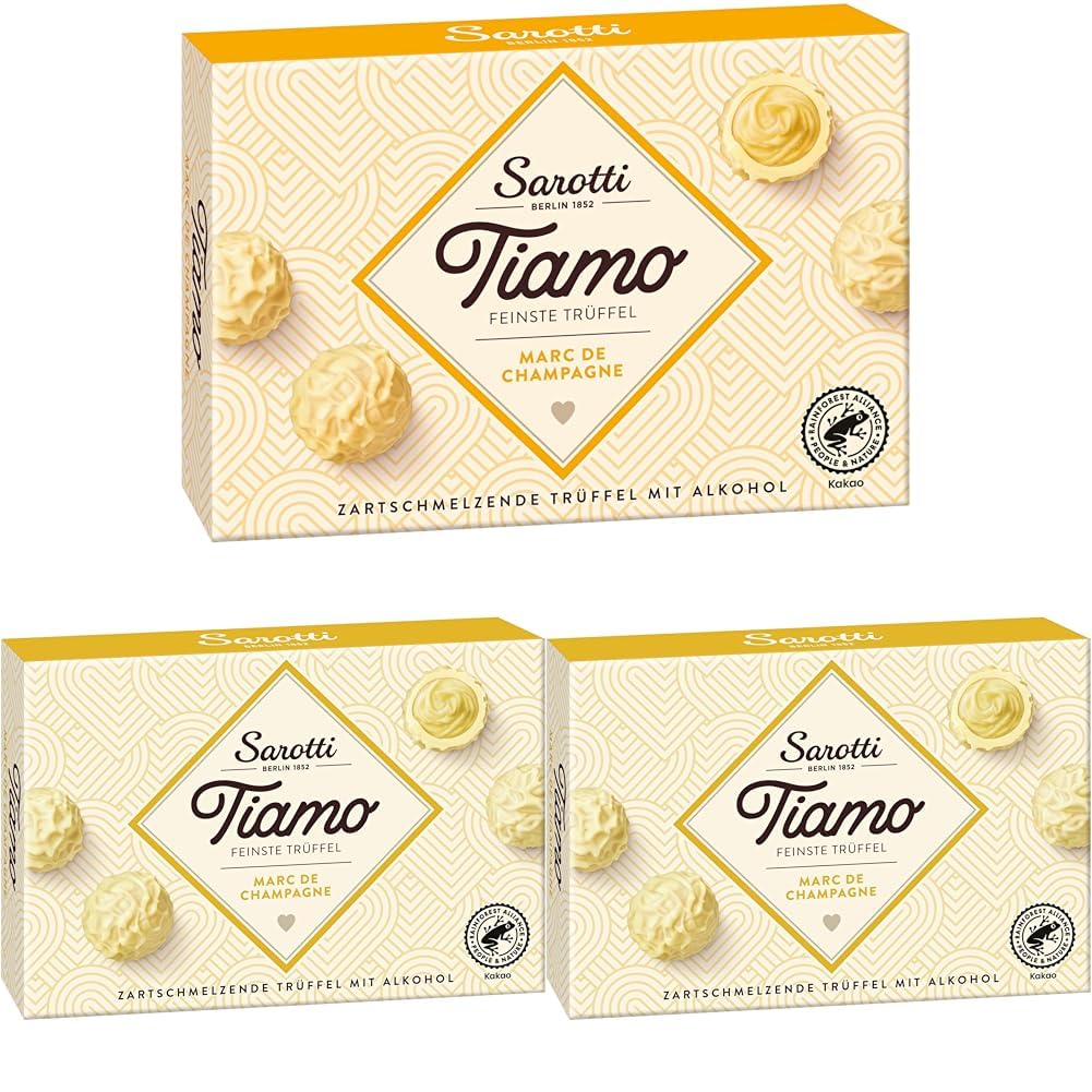 Sarotti Tiamo feinste Trüffel Marc de Champagne, 125 g (Packung mit 3)