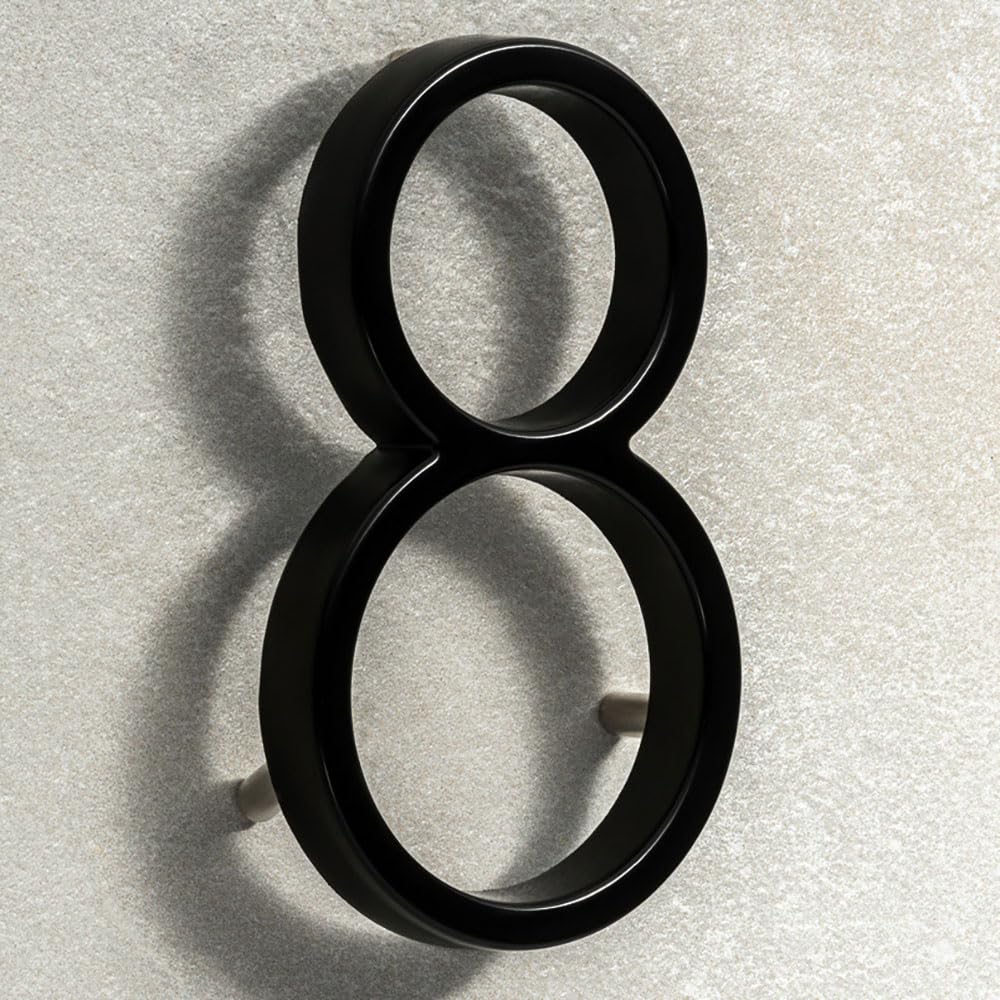House Signs Direct Floating 3D Metal House Number, 5 Inch, Black, Number 8 — image 1