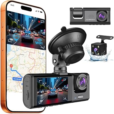 Camara Coche grabadora,4K/1080P Camara Coch WiFi Dash CAM Coche & App Controlcon,GPS Tracker Visión Nocturna,Camara vigilancia Coche,170° Gran Angular,G-Sensor,Grabación en Bucle,Monitorización