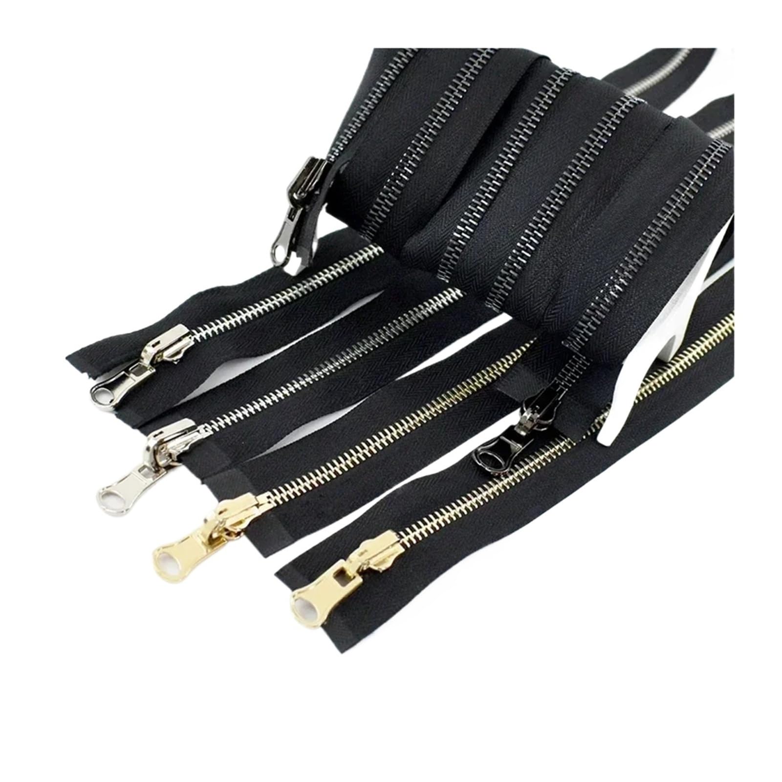 Aqxypas Cremallera metálica giratoria de extremo abierto, deslizador cremalleras reversibles doble cara, accesorios reparación cremallera for costura chaqueta, 5#8#70-100cm(BlackGold,100cm,No8)