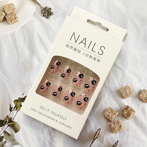 Miniatura 6 de Uñas postizas a presión para Halloween, uñas postizas cuadradas cortas, color rosa, uñas acrílicas brillantes, virus diablo, uñas artificiales de