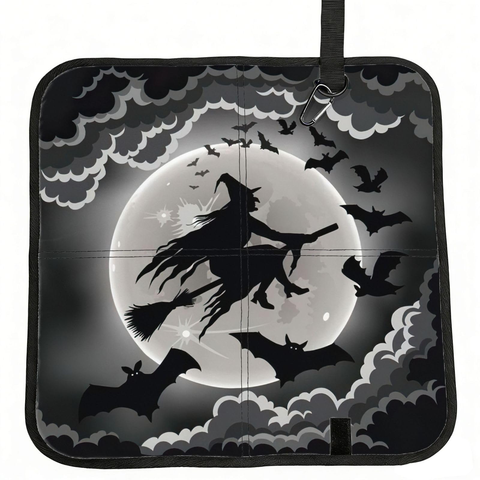 SDEGTHO Halloween Witch Printed Foldable Seat Pad with Closure, Lightweight Cushion for Airplane Travel Camping