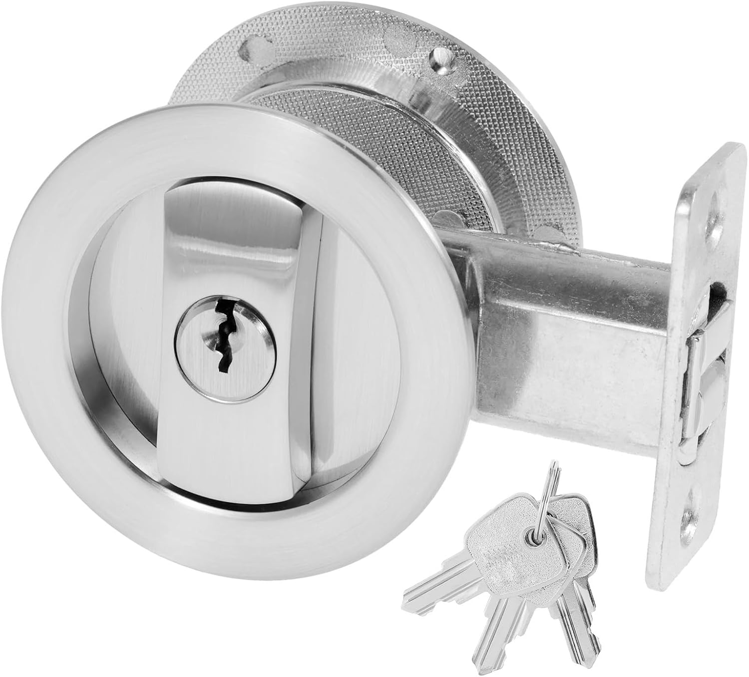 Pocket Door Lock 2Pcs Circular Black Sliding Door Lock Barn Bathroom Double Hook for Privacy Sliding Door Bifold Door(Black)