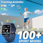 Smart Watch for Kids with 12 Puzzle Games, 1.83" Fitness Tracker Watch Heart Rate Sleep Monitor, Pedometer, Alarm Clock, Flashlight, Gift for 6-12 Year Old Boys (Blue)