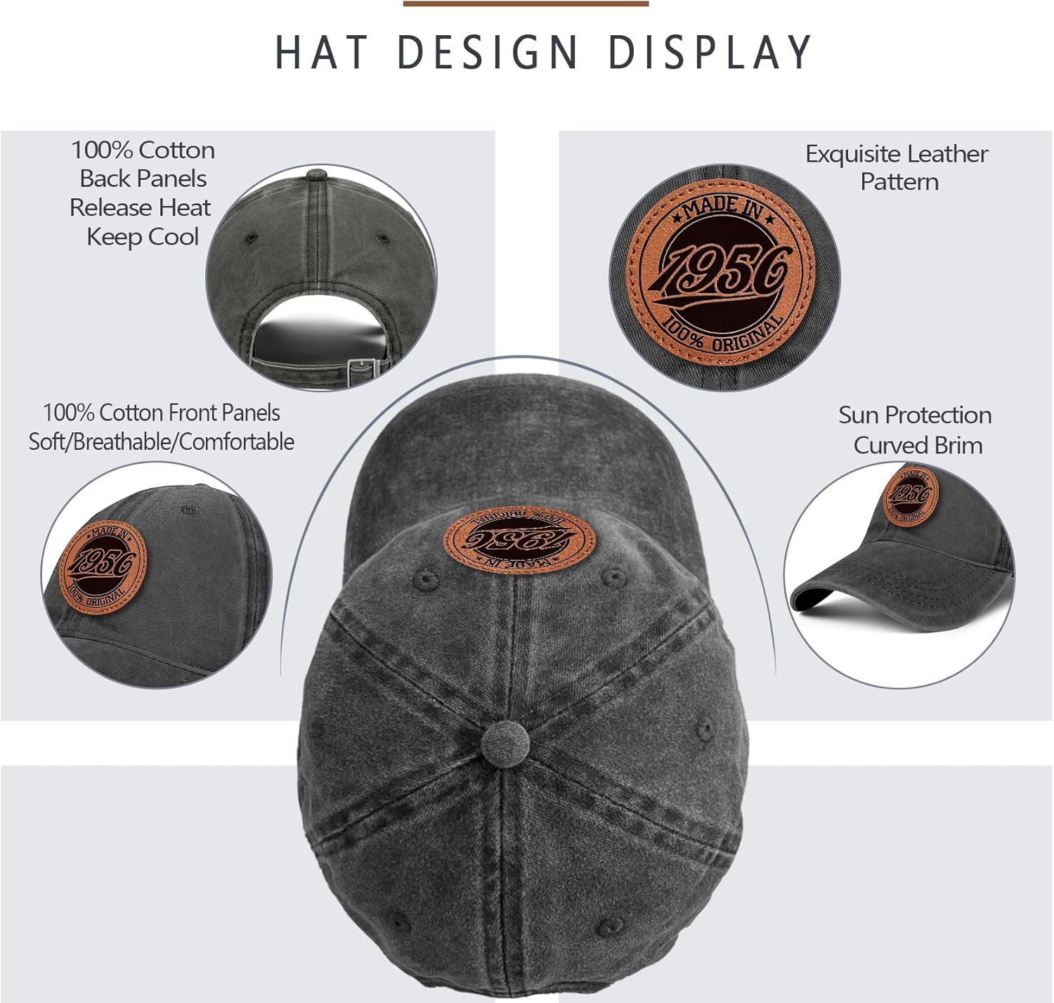 70th Birthday Gifts for Men 70th Birthday Decorations Men 70 Year Old Gifts Ideas Man 100% Cotton 1956 Hat - Image 3