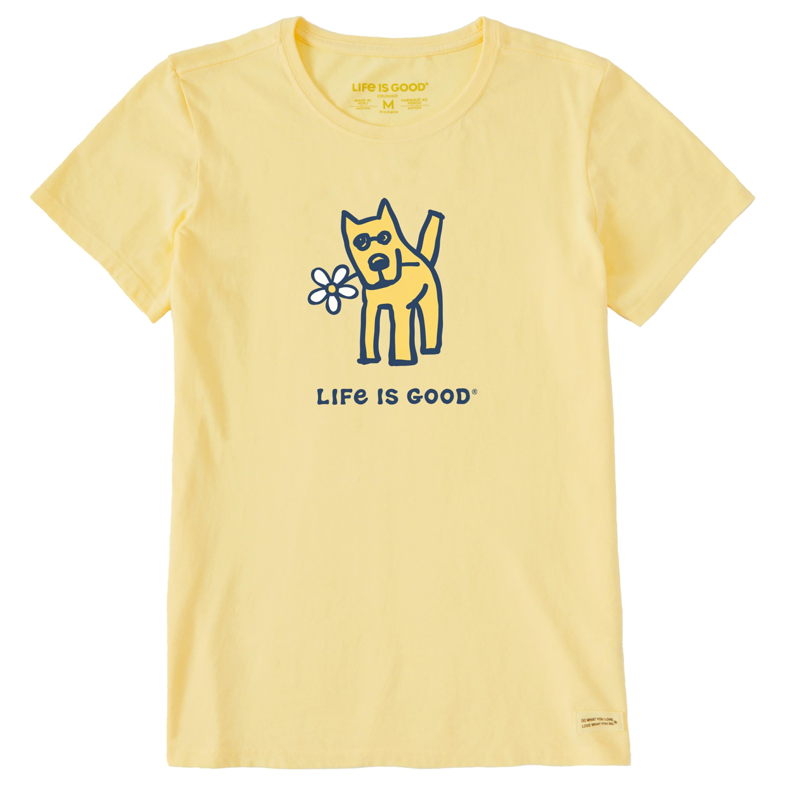 Life is Good Women's Crusher Tee Shirt, Short Sleeve Cotton Graphic T-Shirts, Rocket with Daisy, Sandy Yellow, XX-Large