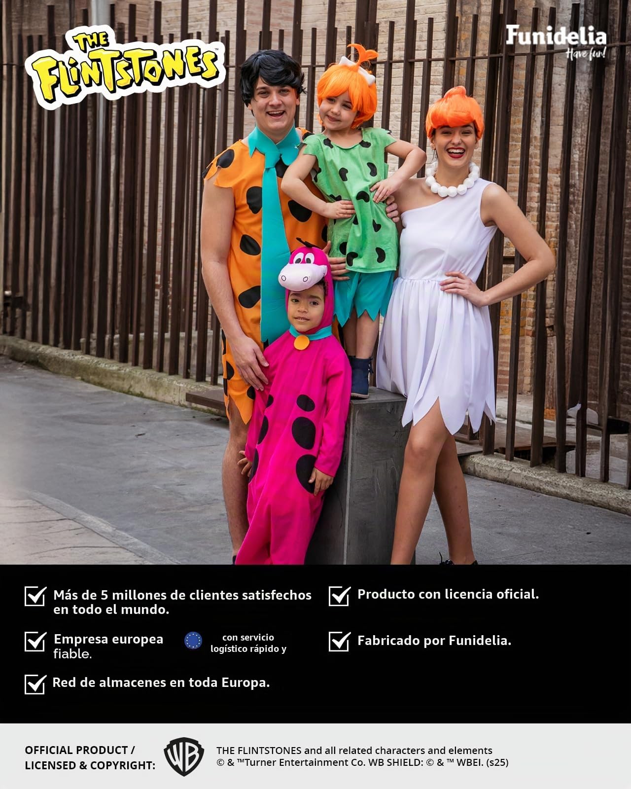 Funidelia Disfraz Oficial de Vilma Picapiedra para Mujer con vestido, peluca y collar, Traje de Los Picapiedra para Adulto Cavernícolas, Disfraces de Carnaval, Halloween y Fiestas – Talla S