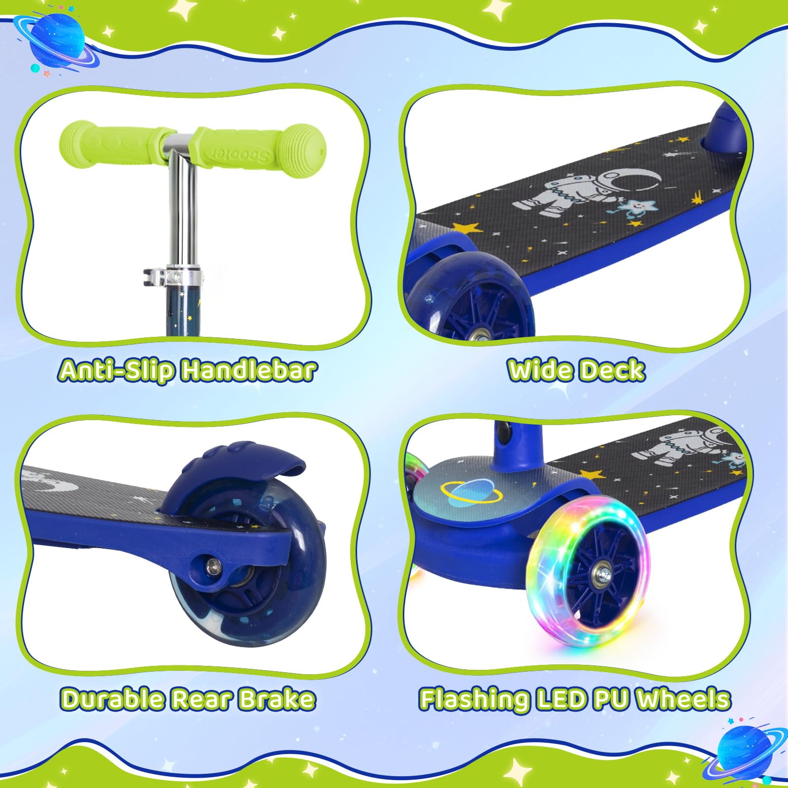Nattork Kinderoller Roller Kinder LED Leuchtenden 3-6 Jahren Scooter für Jungen Mädchen 2–5 Jahren, rutschfeste Plattform Kinderscooter