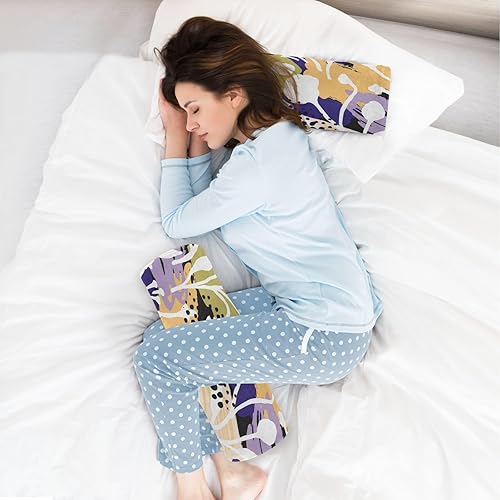 Miniatura 6 de Abstract Floral Leopard Printed Round Bolster Pillow Neck Roll Pillow Form Round Pillows for Couch for Round Pillow Cases with Zipper Cylinder Neck