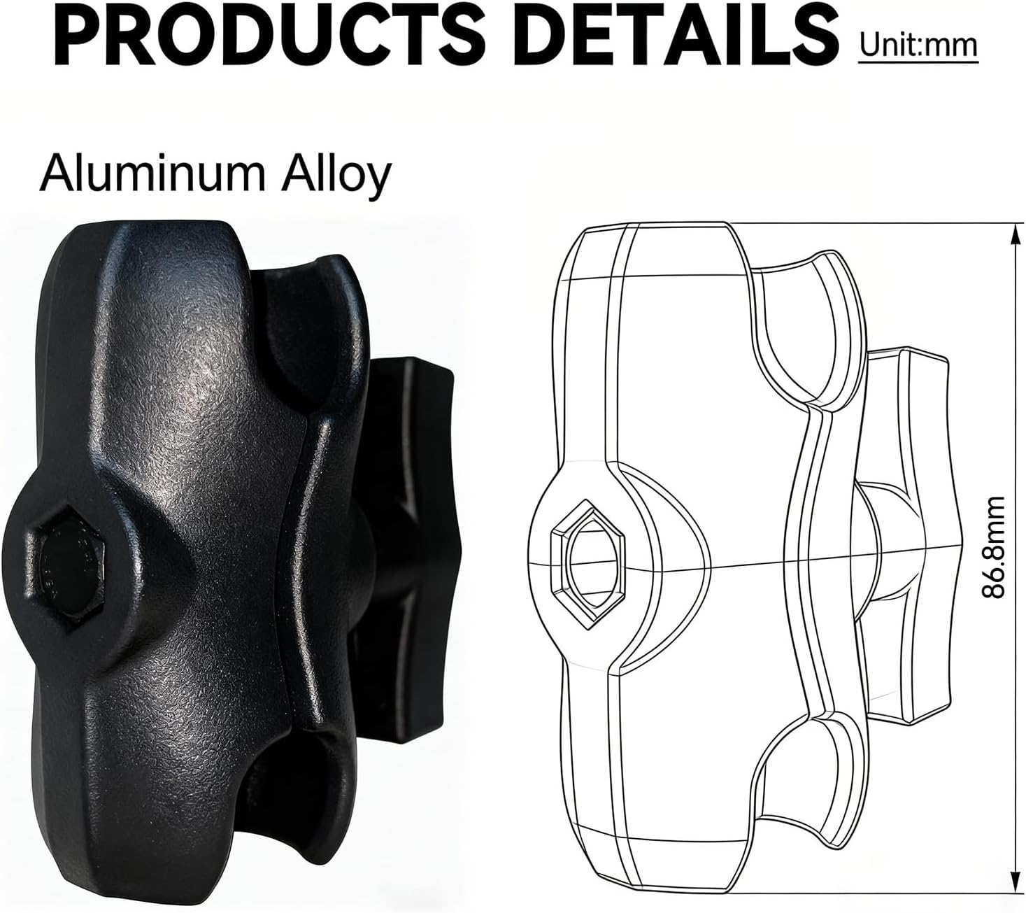 Strg Fish Finder Mount with Rectangular Plate and Round Base, Aluminum C Size 1.5" Ball AMPS Mount for Small/Medium Sized Fishfinders and Tablet Mounting Laptop Mounting
