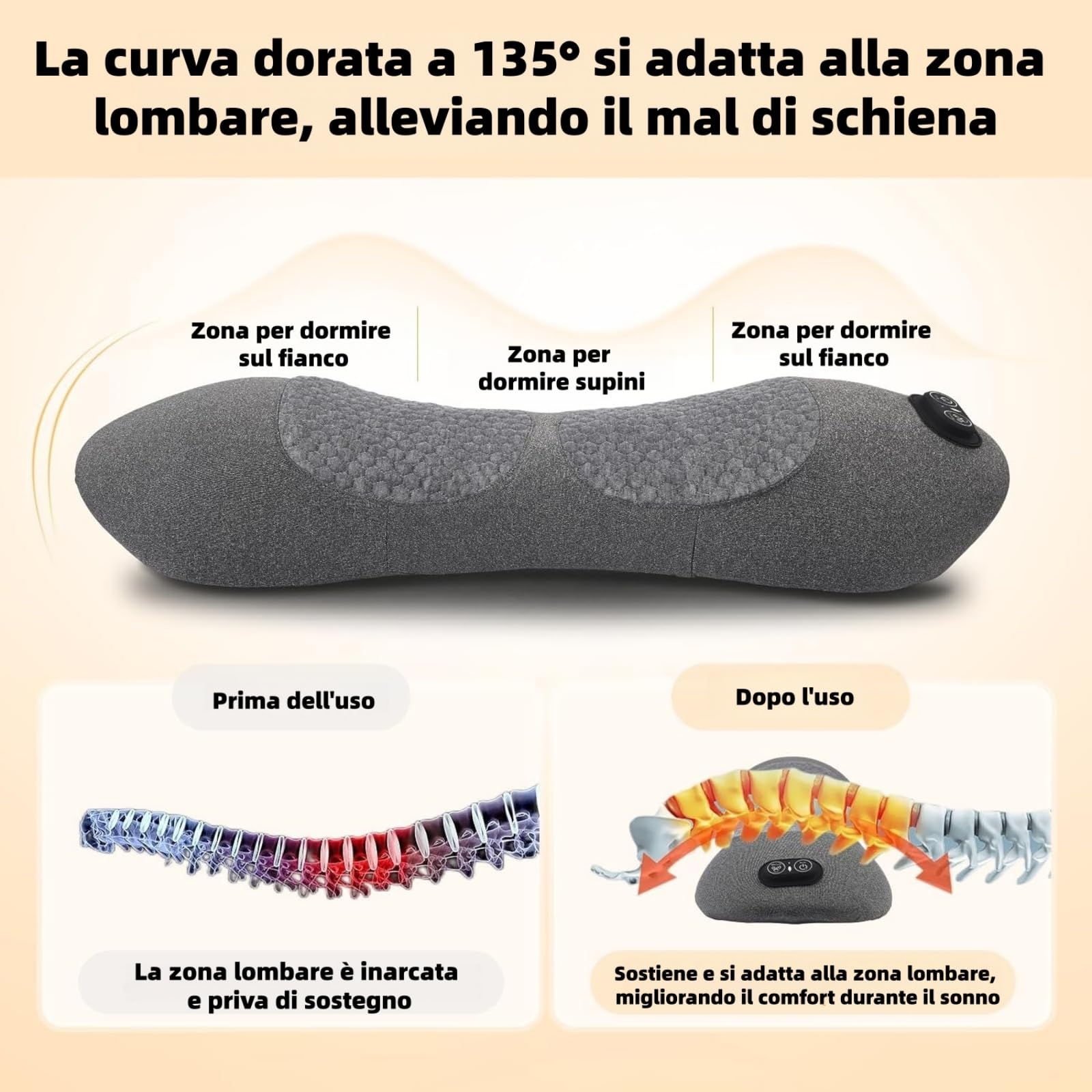 Dorsanova Schiena,Dorsanova Trazione Lombare,Massaggiatore per Schiena 3 in 1,Piccolo e Portatile con Vibrazione e Calore,15 Minuti al Giorno per Sollievo Rapido,Adatto a Tutte le Età