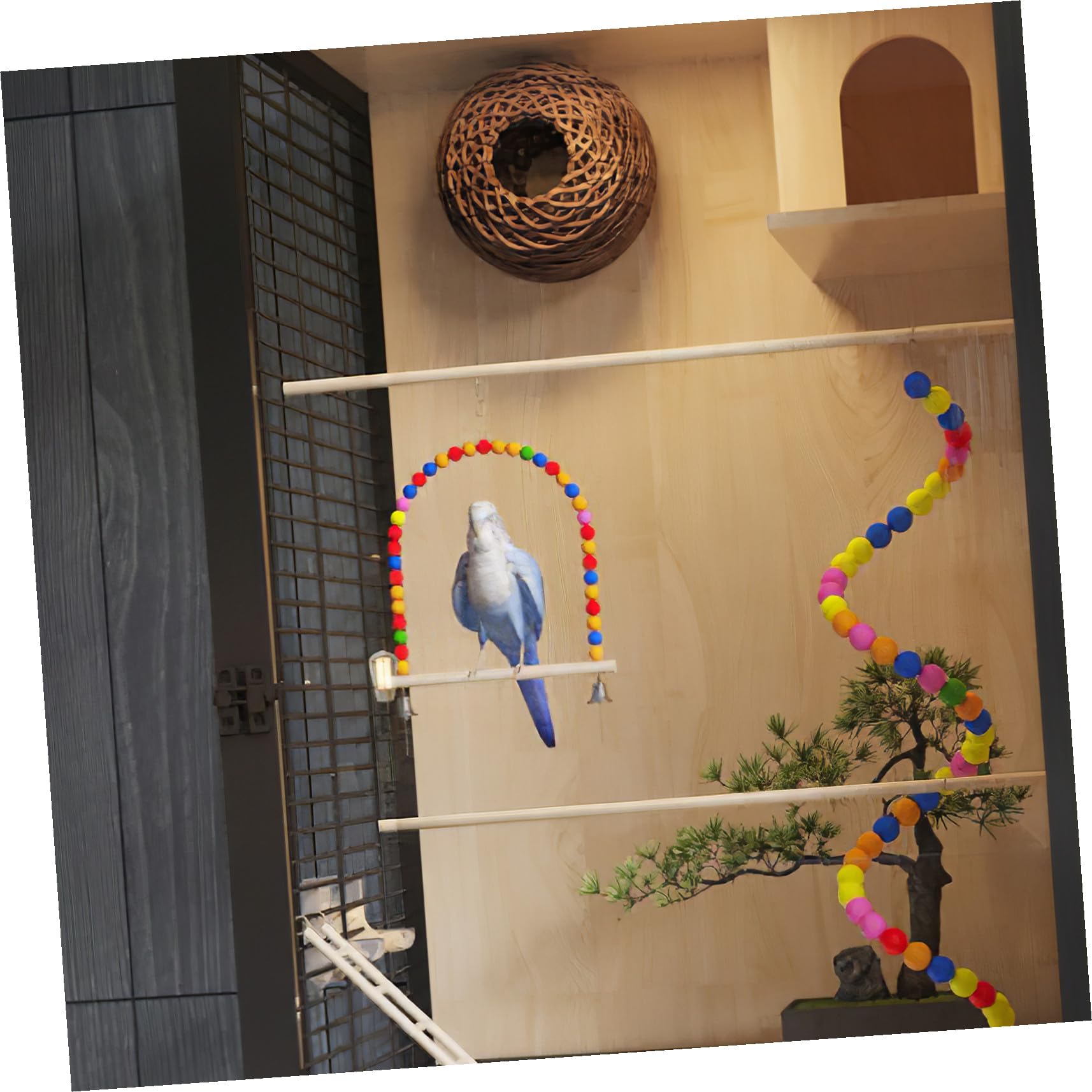 Juguete Antifugas de Comida para Loros y Pájaros de Material Liviano Estructura Simple para Entrenamiento y Entretenimiento de Mascotas en Casa Color Aleatorio