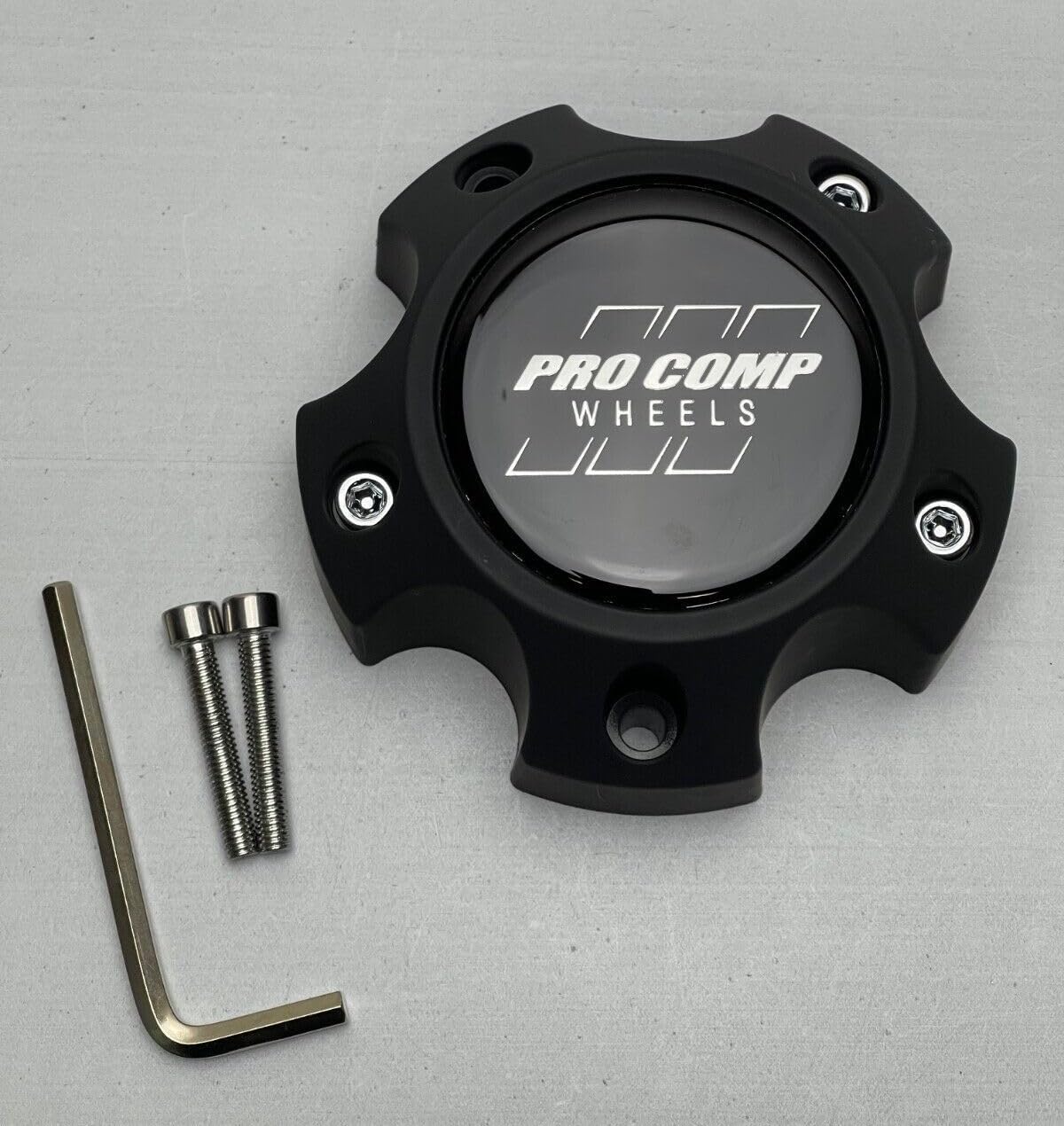 Pro Comp Flat Black Wheel Center Cap with Screws 703154502 6031CAP2 S909-17 Resin Logo
