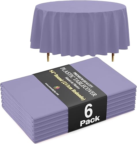 Miniatura 58 de Exquisite Mantel Redondo Premium Azul Claro 66% Más Grueso 0.5 Mil Paquete de 12 Manteles de Mesa de Plástico Desechables de 84 Pulgadas Mantel Azul
