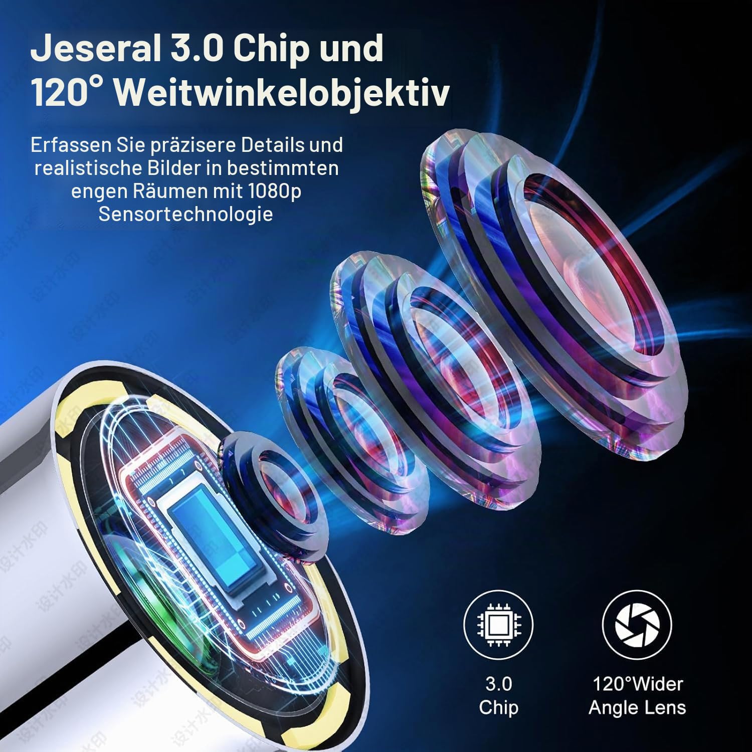 4 Way Endoscope Camera 3.9 mm Endosc- 360° Edoscope Swivelling 5 Inch HD 1080P Inspection Camera with Light Tube with 6 LEDs, IP67 Waterproof 1 m Channel Steering