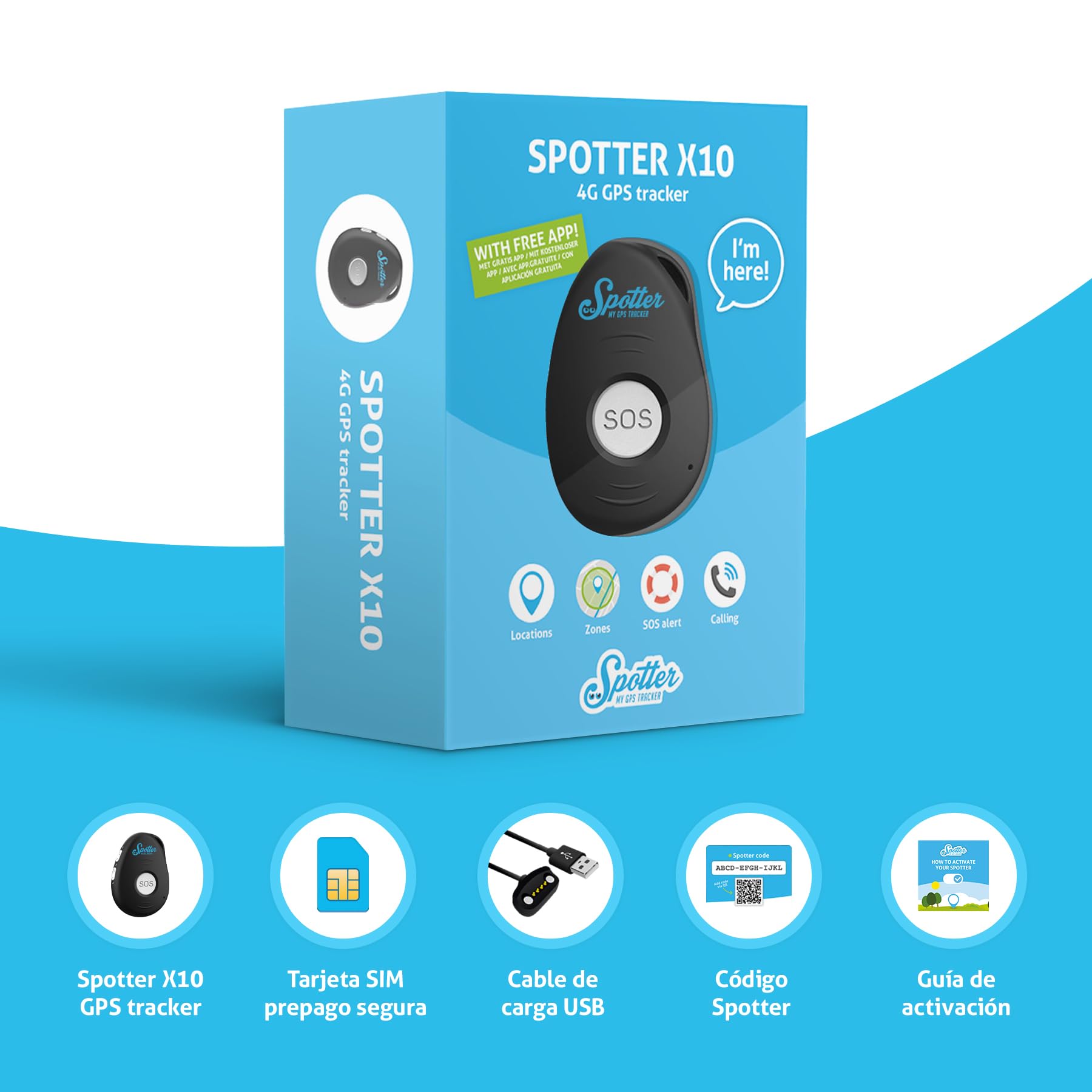 Localizador GPS Spotter X10 4G con función SOS, Seguimiento preciso y Llamadas entrantes - Ideal para niños, Ancianos y Objetos de Valor - Periodo de Uso de Pago