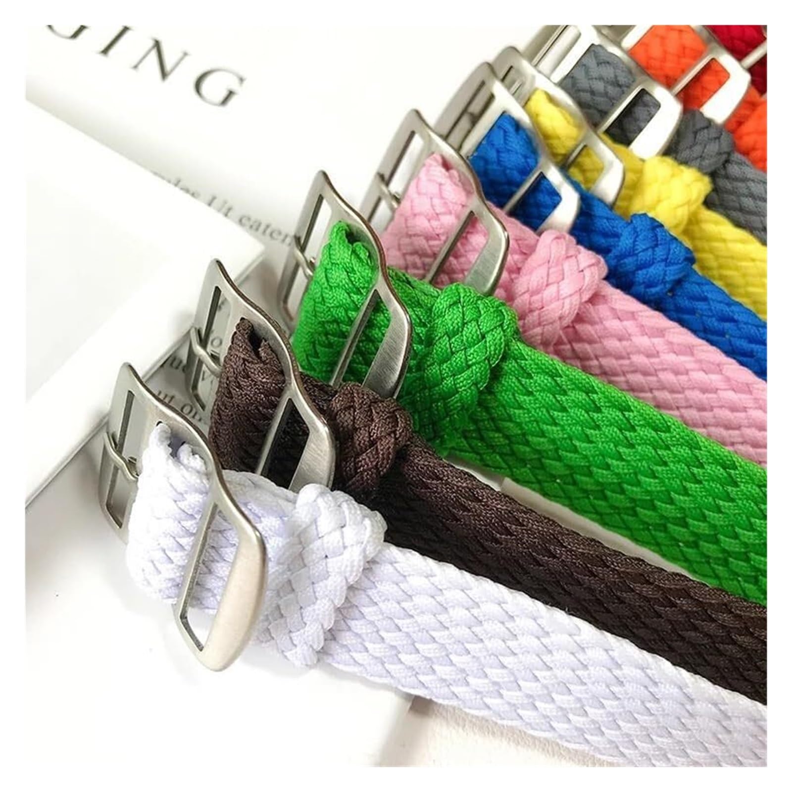 Bracelet de montre pour homme, Bracelet de rechange en Nylon tissé, bracelet de montre, boucle noire et argentée, 16mm, 18mm, 20mm, 22mm