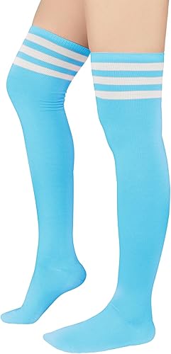 Zando Womens Stripes Thin Tube Socks Thigh High Tights Over Knee Socks Casual Knee High Stockings Striped Thigh Highs