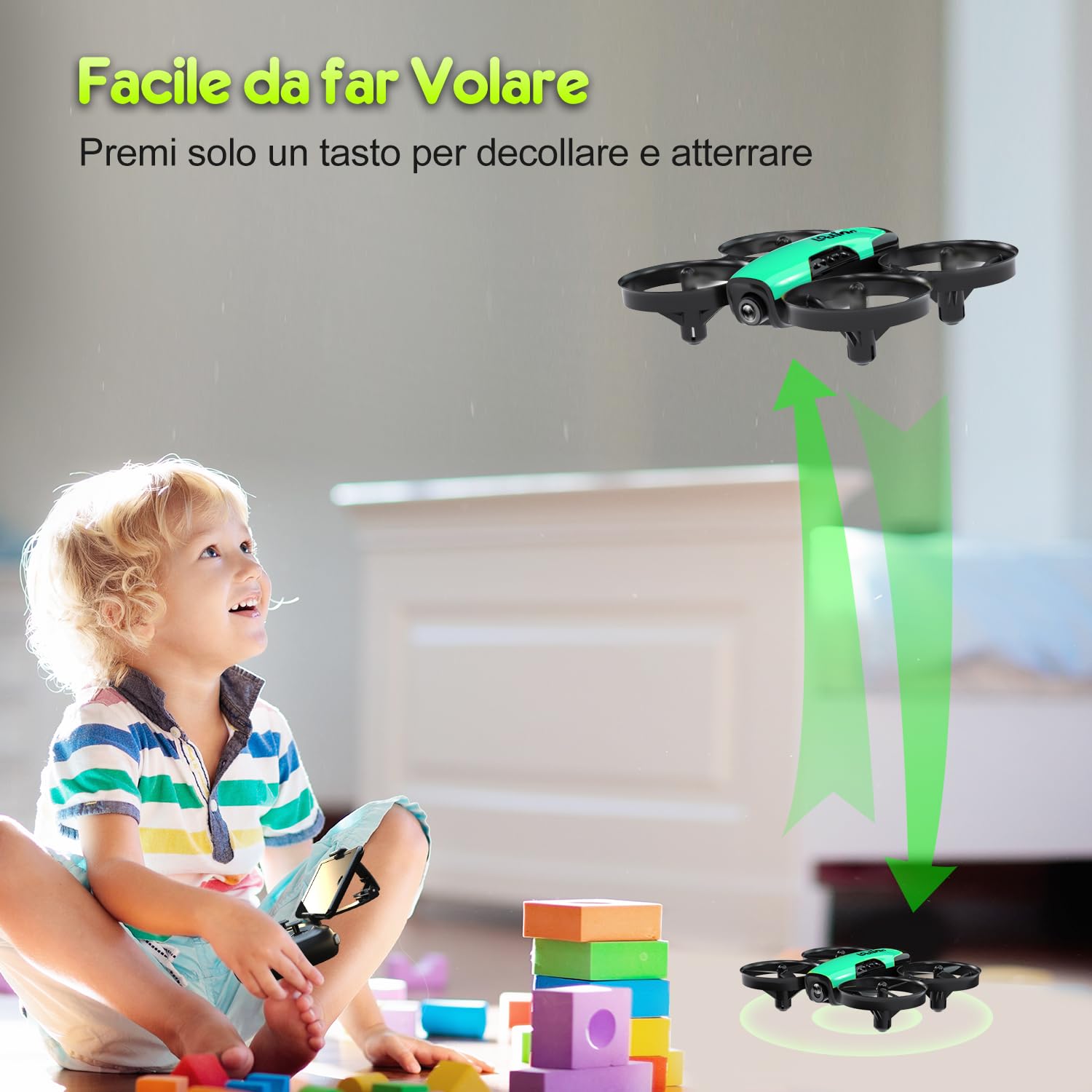 Loolinn | Drone Giocattolo con Telecamera Regalo per Bambini - Mini Quadricottero Radiocomandato con Videocamera Orientabile, Due Batterie, Certificazione Approvata C0 (Regalo di Natale)