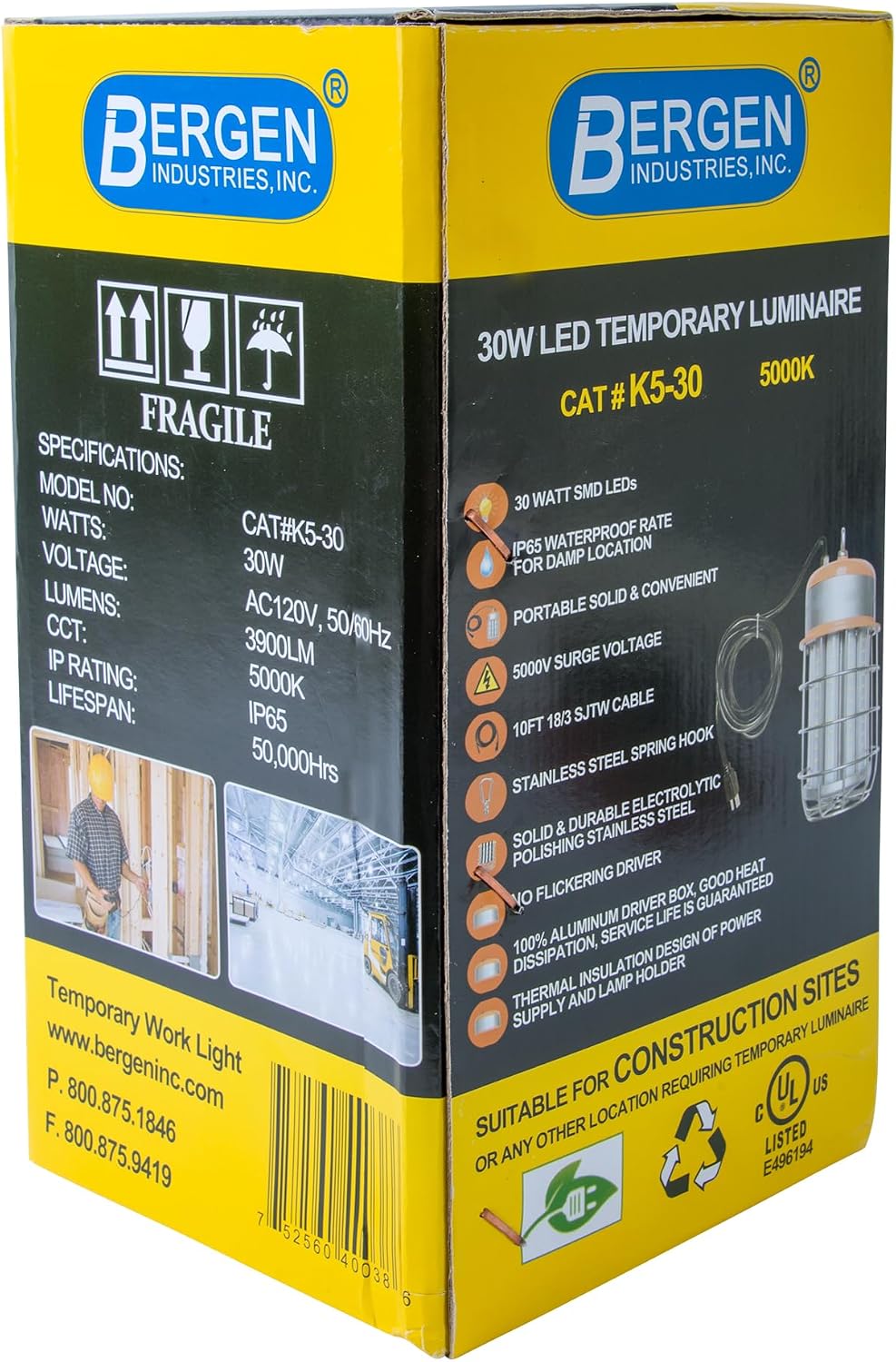 Bergen Industries K5-30 High Bay LED Work Light, 30W, 3900lm image 3