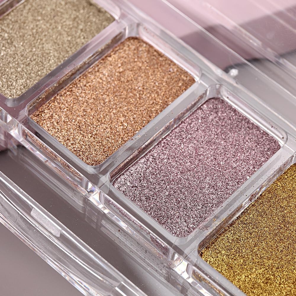 6 Colors Solid Chrome Nail Glitter Powder Set Metallic Mirror Chrome Powder for Nails, Gold Rose Gold Champagne Mutil Colors Palette Nail Pigment Powder Manicure Nail Art Decorations