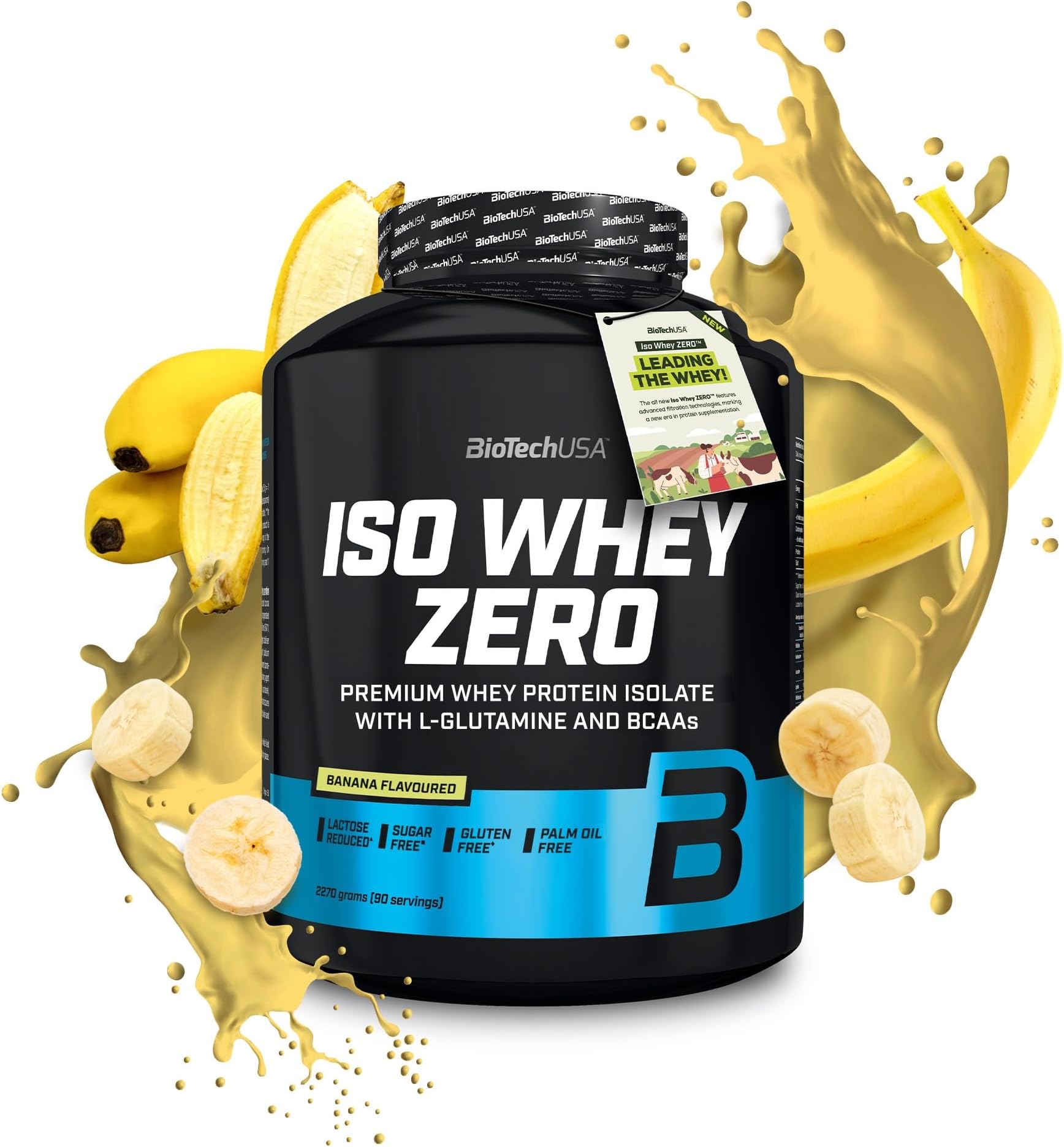 BioTechUSA Iso Whey Zero | Gluten, Sugar Free | Lactose Reduced | Premium Whey Protein Isolate, 2.27 kg, Banana
