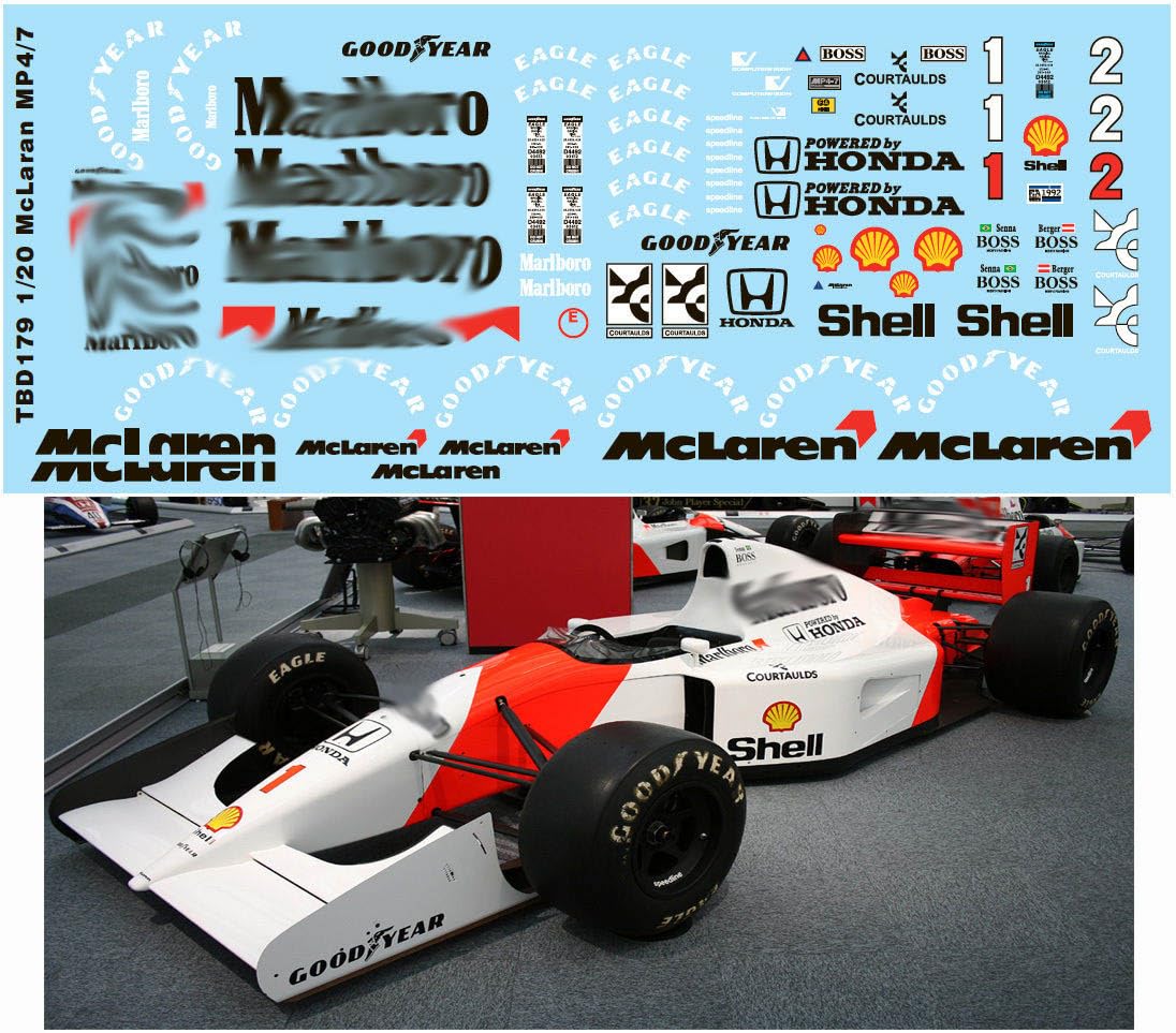 Decalcomanie 1/20 Per McLaren MP4/4 Tamiya &ndash; Set Completo Senna Prost &ndash; TBDecal&amp;Models