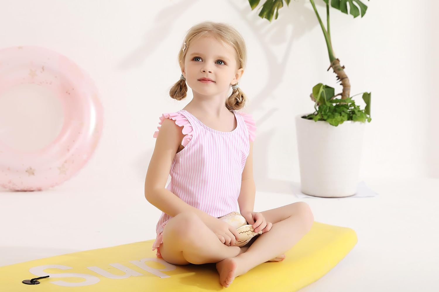 Tiny Cutey Toddler Girl Swimsuit Ruffled Stripe Sleeveless Swimwear One-Piece Baby Girl Bathing Suits - Image 3