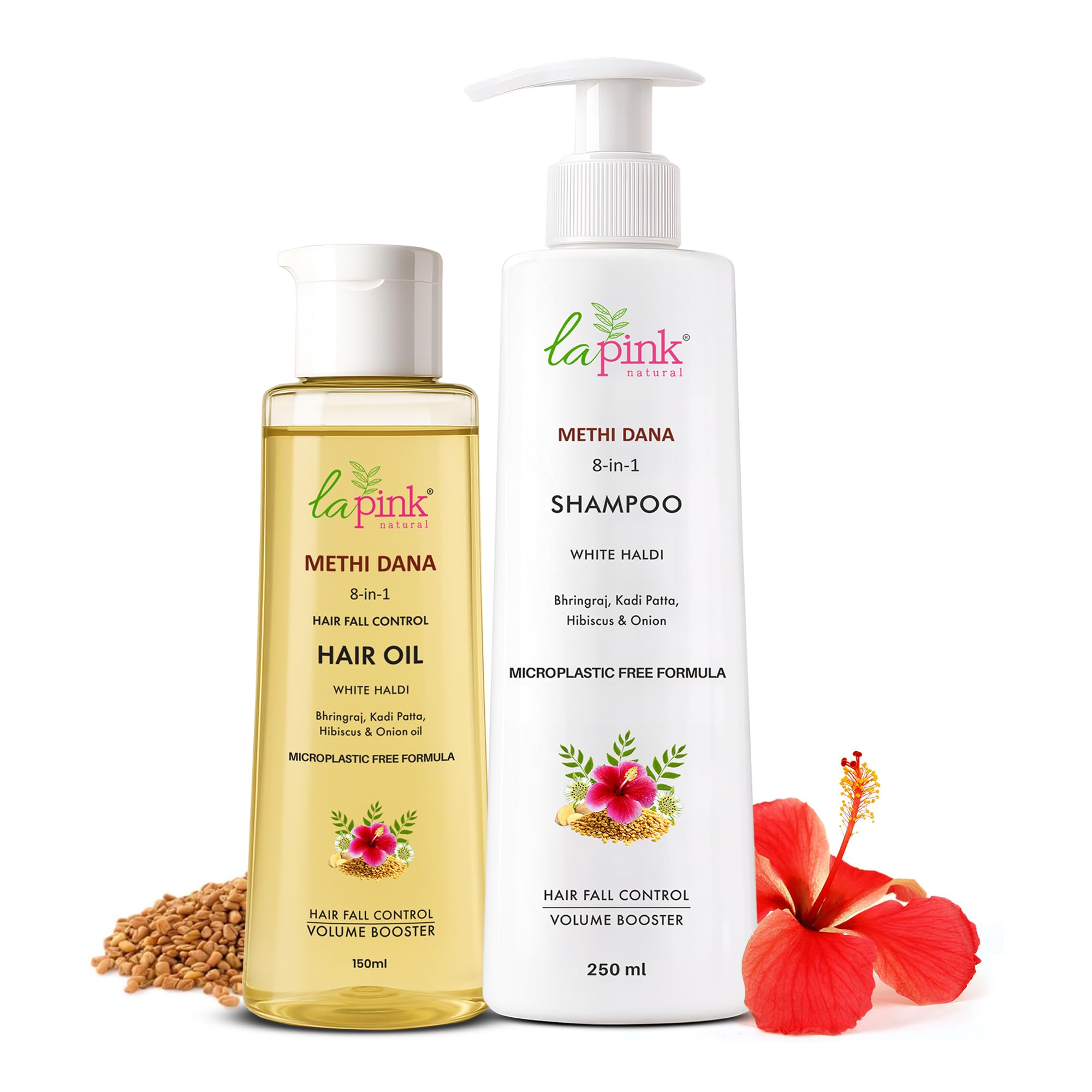 La Pink Methi Dana 8-in-1 Hair Fall Control Duo Shampoo & Hair Oil | Reduces Hair Fall 100% Sulphate Free, Makes Hair Healthy, Stronger, Longer & Boosts Hair Volume (400ml)-image-21