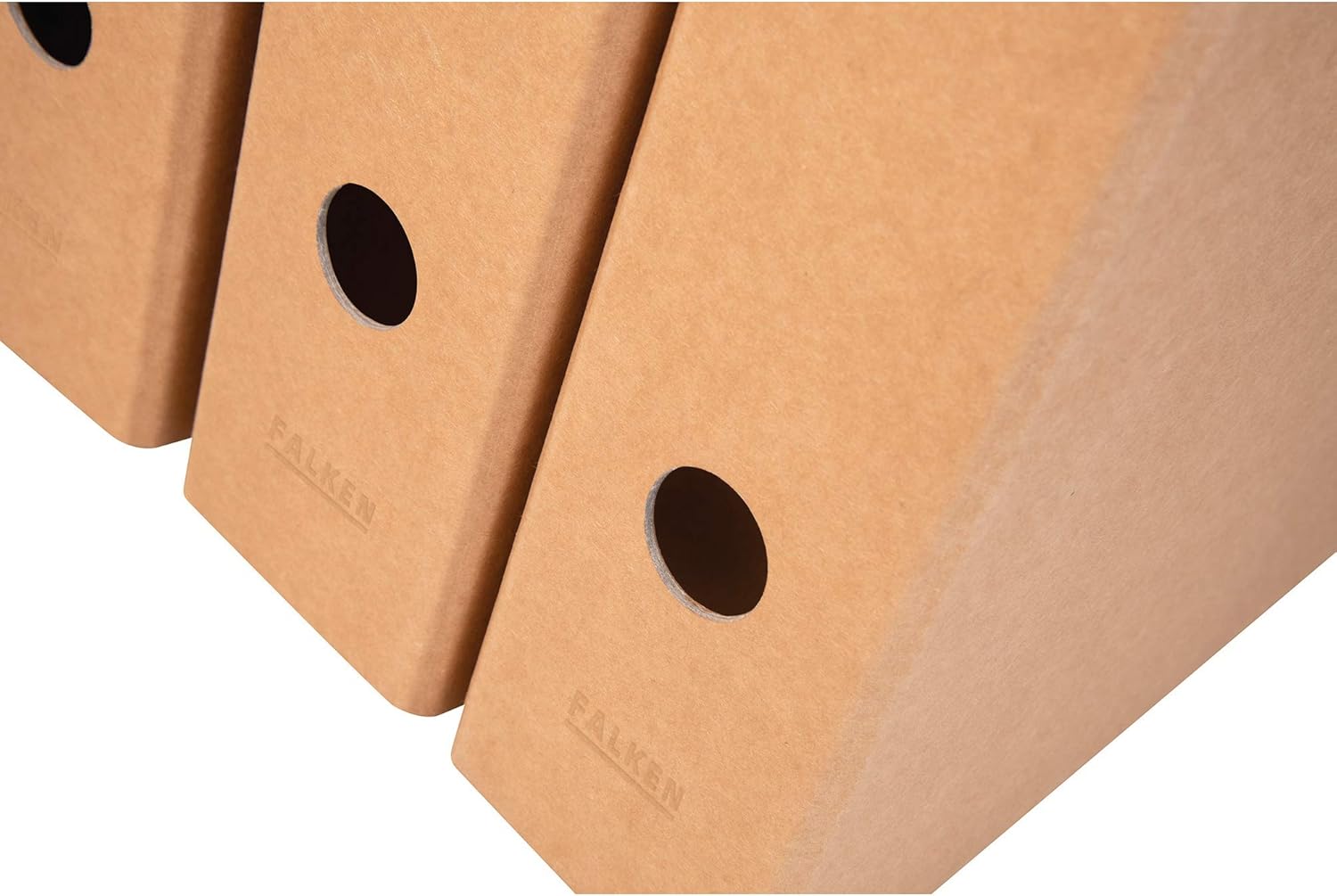 FALKEN Pure Nature Vegan Folders, Pack of 3, 8 cm Wide DIN A4 Brown Cardboard Letter Office Slotted Folder