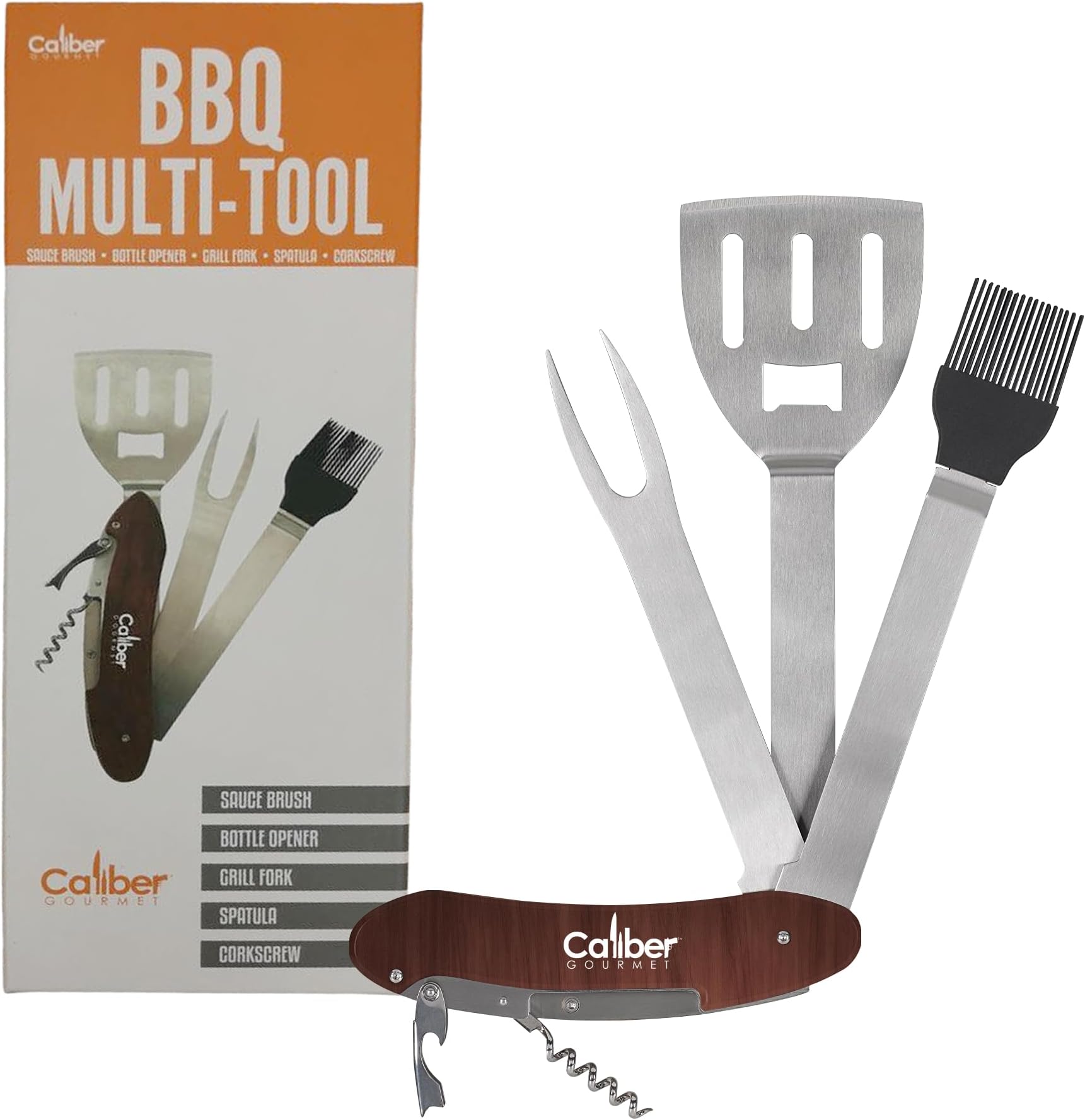 5 In 1 Bbq Multi Tool Barbecue Tool Set Detachable Spatula Marinade Brush Bottle Opener Grill Fork And Corkscrew