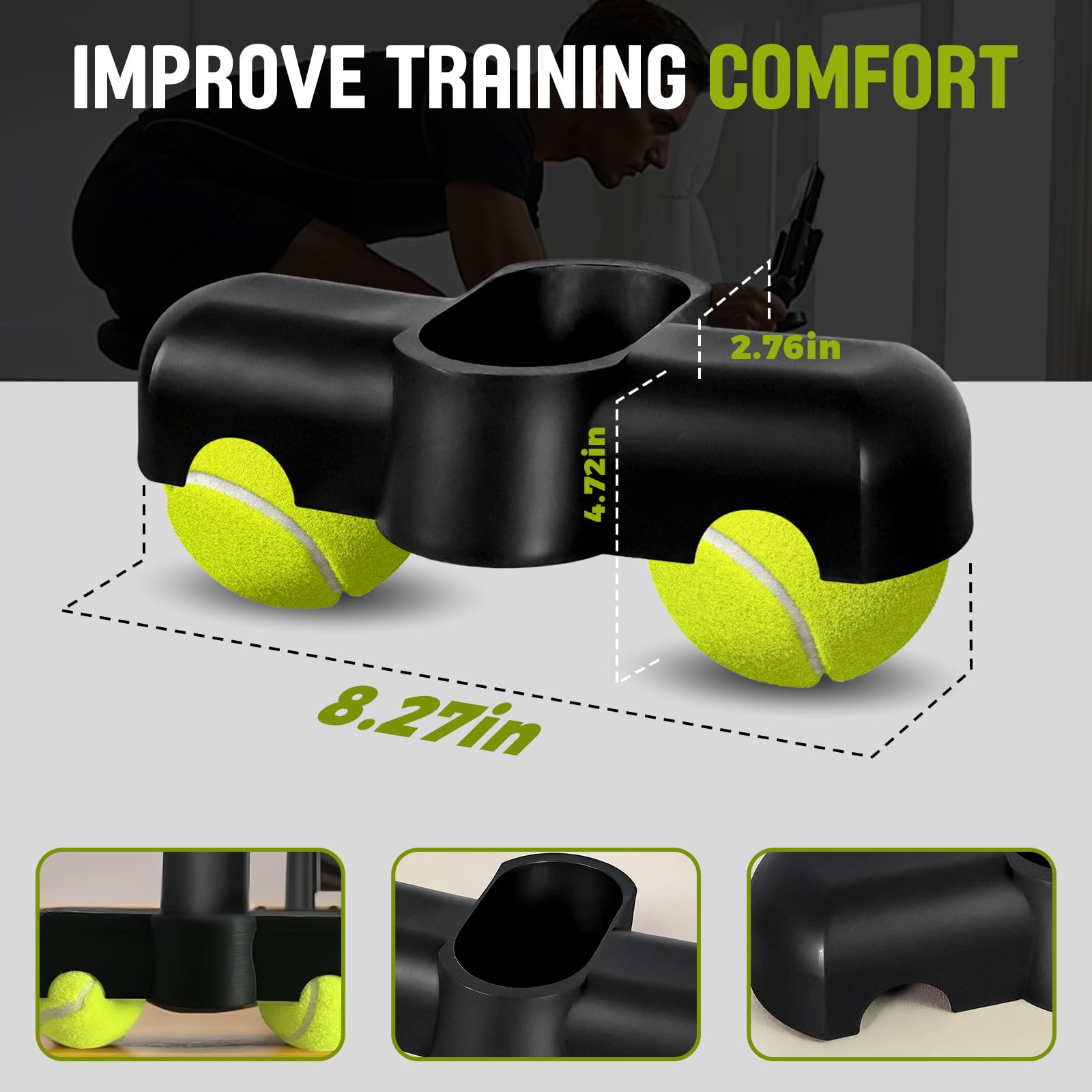 4 sztuki Rocker Plate Feet, adapter wewnętrzny do treningu rolek Wahoo Kickr Core, z 8 piłkami tenisowymi
