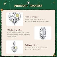 Vista 4 de VOROCO Dije de plata de ley 925 con forma de corazón para pulsera, Navidad, día de la madre, cumpleaños, joyería perfecta para mamá, abuela, hija