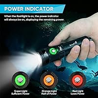 Vista 4 de Linterna de buceo WindFire, linterna impermeable para buceo 262 pies bajo el agua, linterna recargable para snorkel con 4 modos y indicador