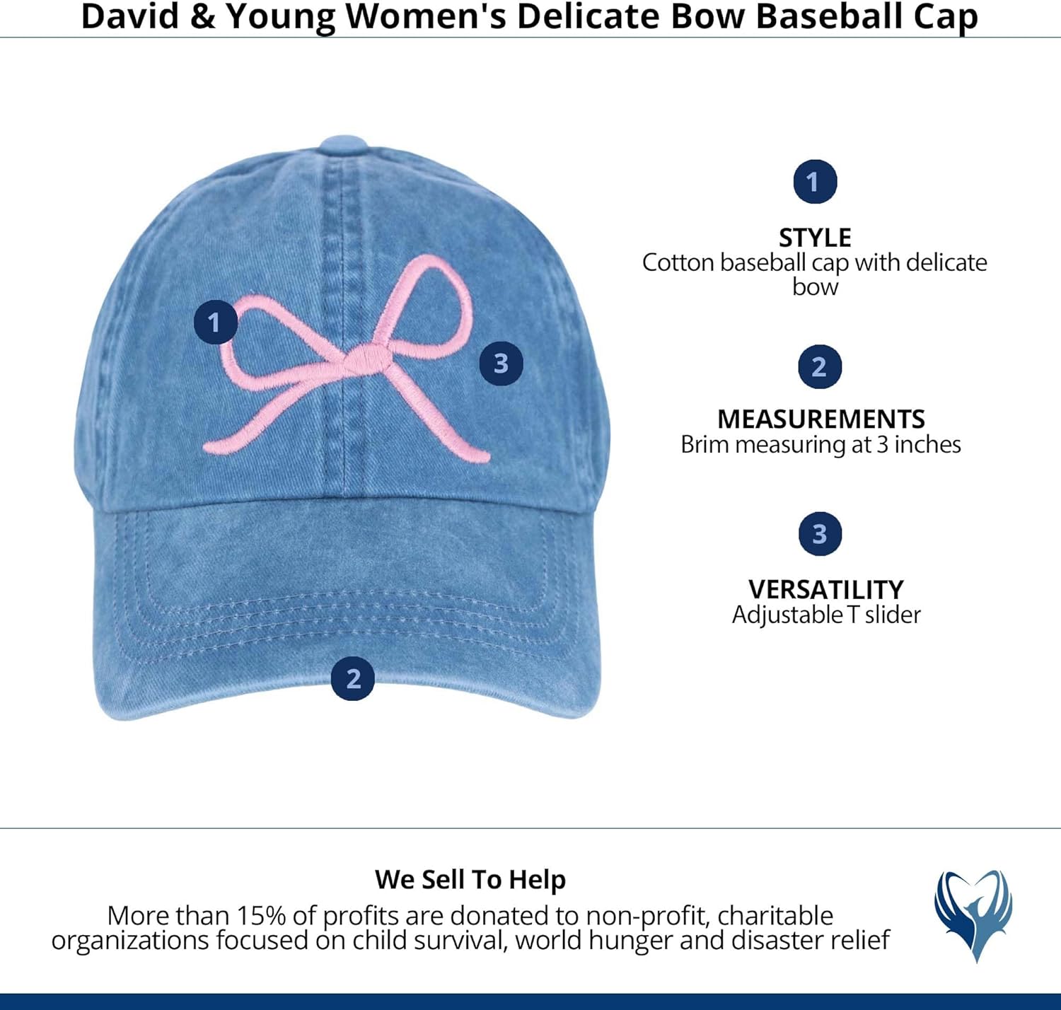 David & Young Women's Delicate Bow Baseball Cap