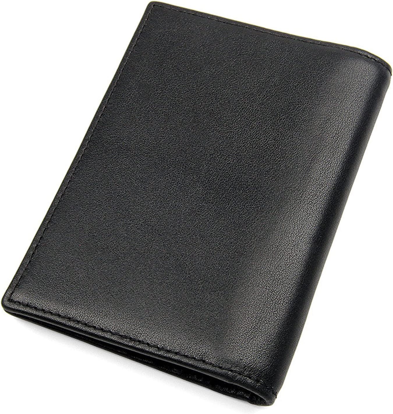 Slim Leather Wallet RFID Blocking Leather Passport Holder Travel Bifold Wallet For Men and Women Credit Card Holder Wallets (Black)