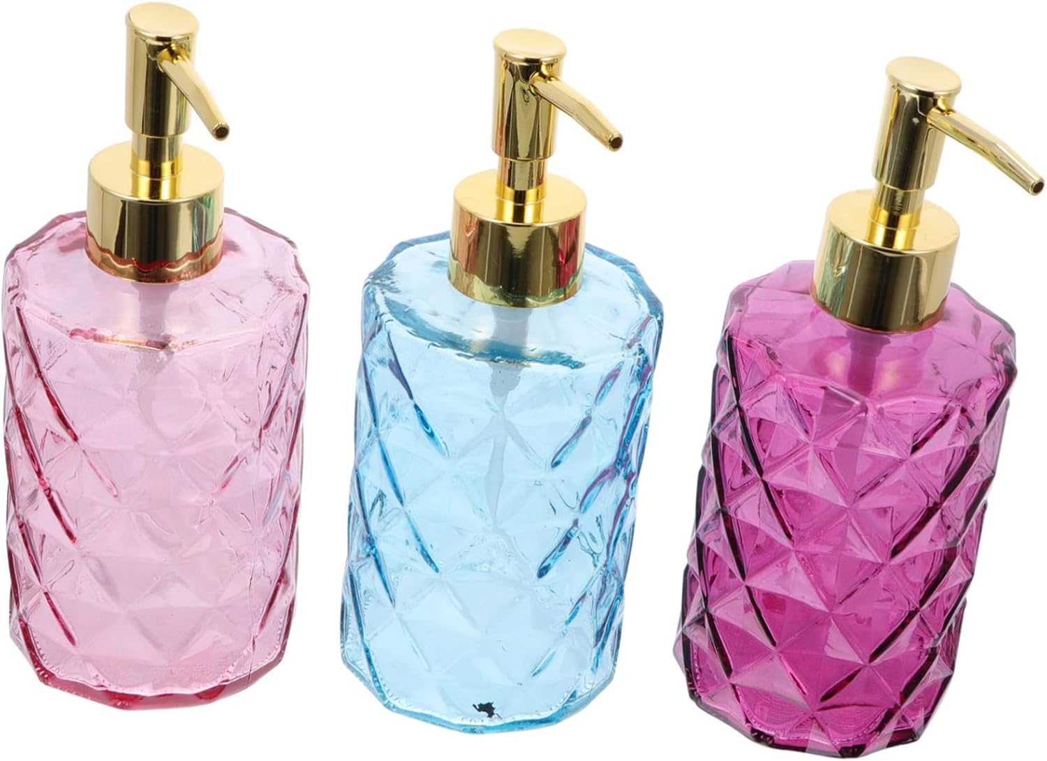 STOBAZA 3pcs Glass Soap Dispenser Set with Pump Pressed Lotion Shampoo Bottles for Bathroom Kitchen and Travel Empty Storage Containers