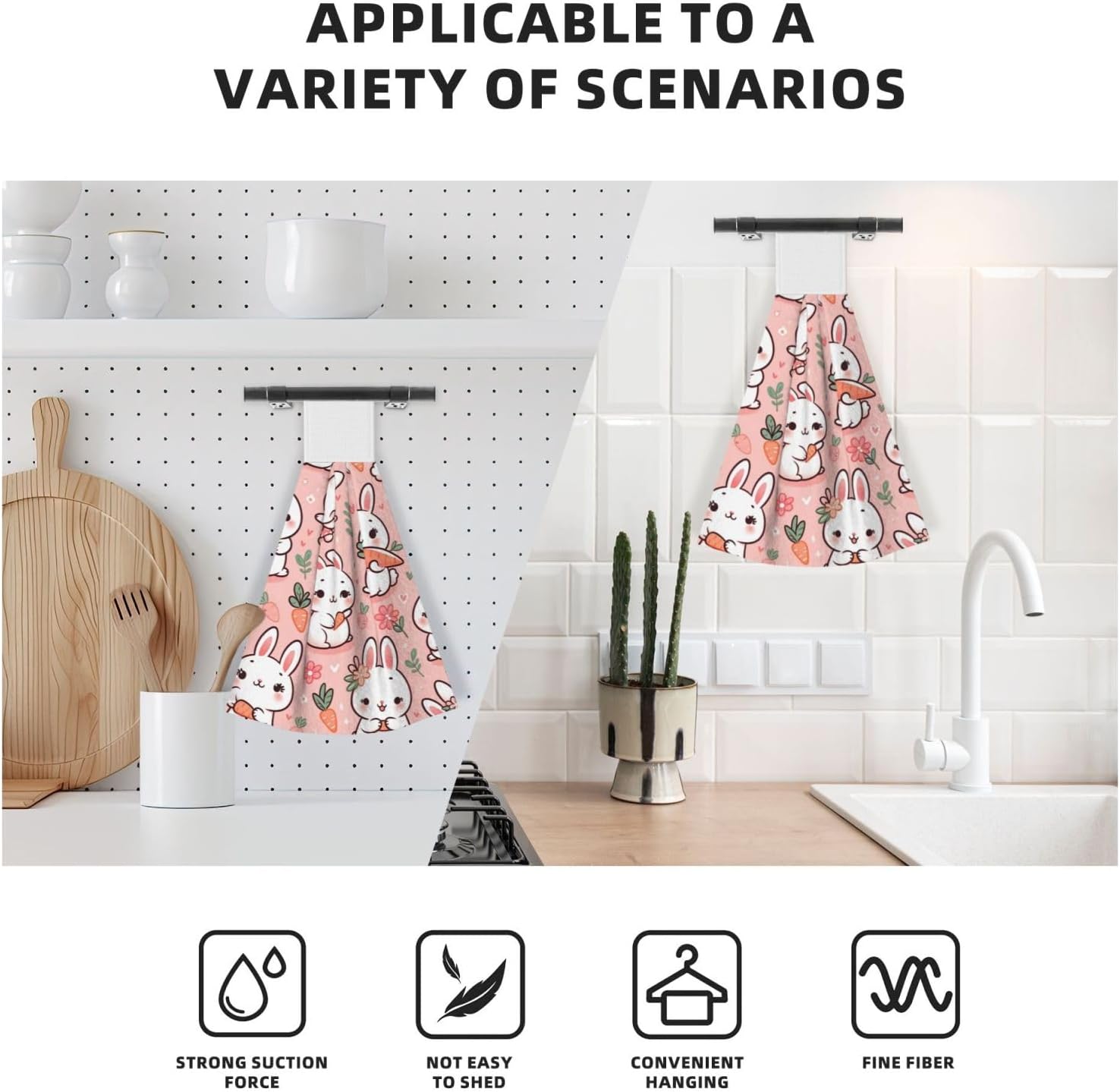 Carrot-Rabbit-Cute Hanging Hand Towel Kitchen Towel image 5