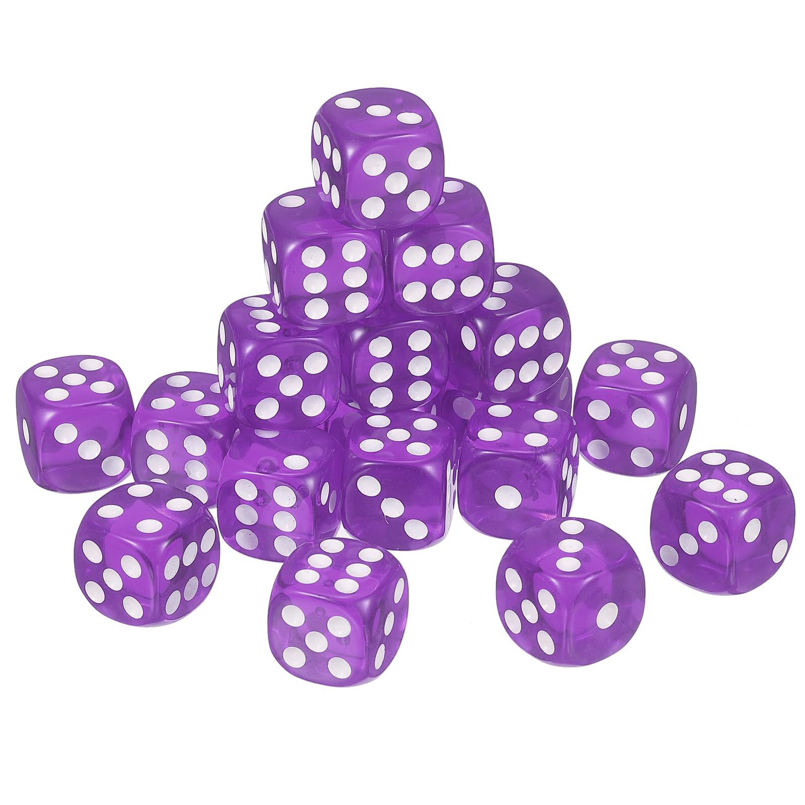 sourcing map 20Pcs 6 Sided Acrylic Dice, 16mm Game Dice Purple