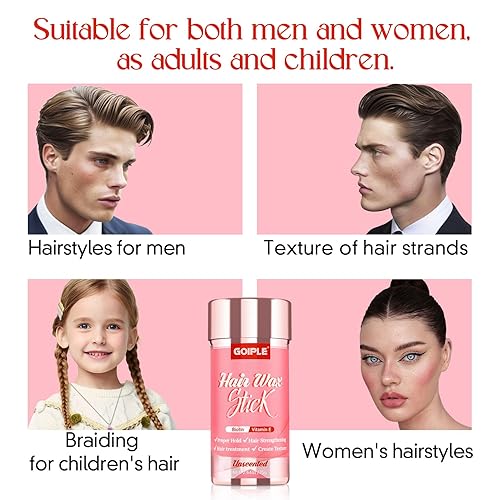 Vista 7 de Goiple Cera de seda para el cabello para adultos y niños, barra de peinado de larga duración, cera de pomada para cabello natural o pelucas, cera
